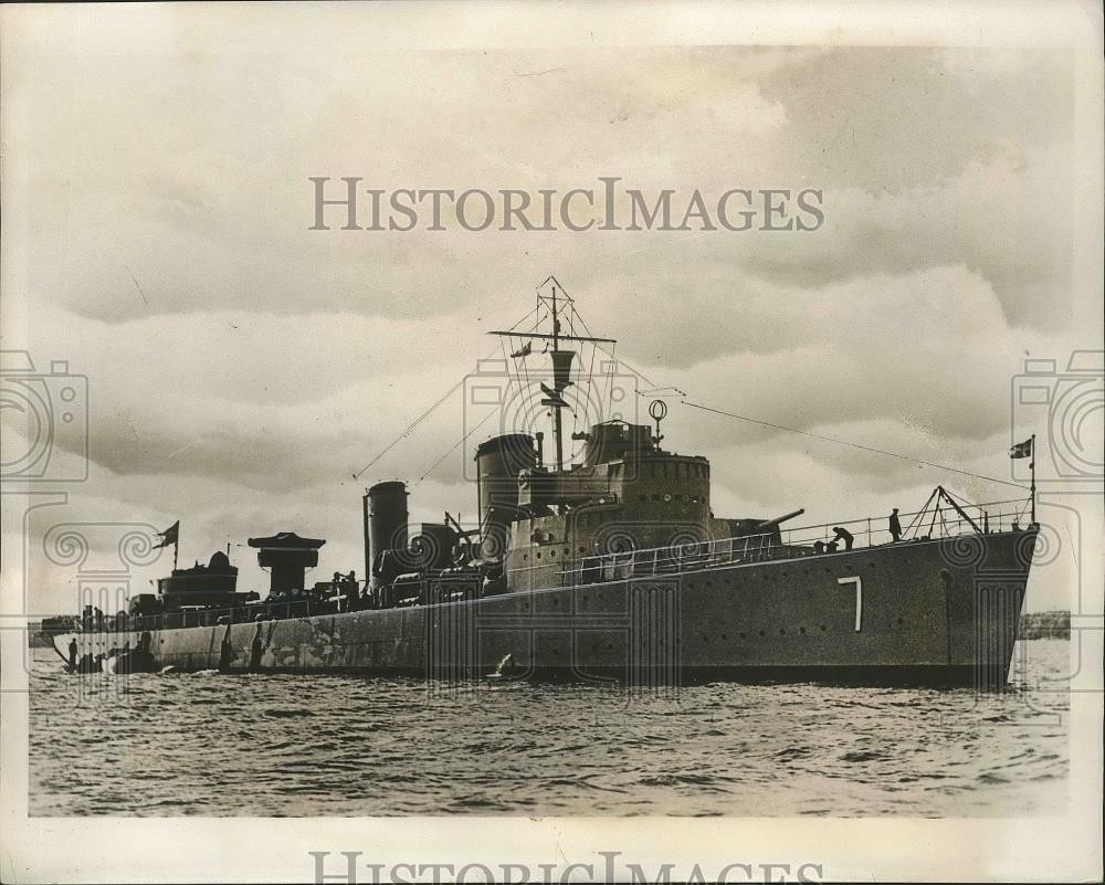 1939 Press Photo Swedish destroyer Malmo on recent duty off the coast of Sweden 1939 Press Photo Swedish destroyer Malmo on recent duty off the coast of Sweden