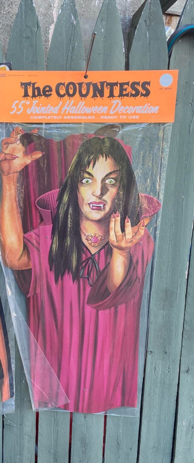 1970's Jointed   The Countess  Cardboard  55 in Halloween  Decoration