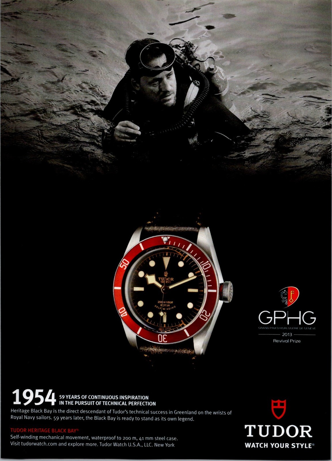 2014 • TUDOR Heritage Black Bay Watch Print Ad • 2000's Fashion FA-08 2014 • TUDOR Heritage Black Bay Watch Print Ad • 2000's Fashion FA-08