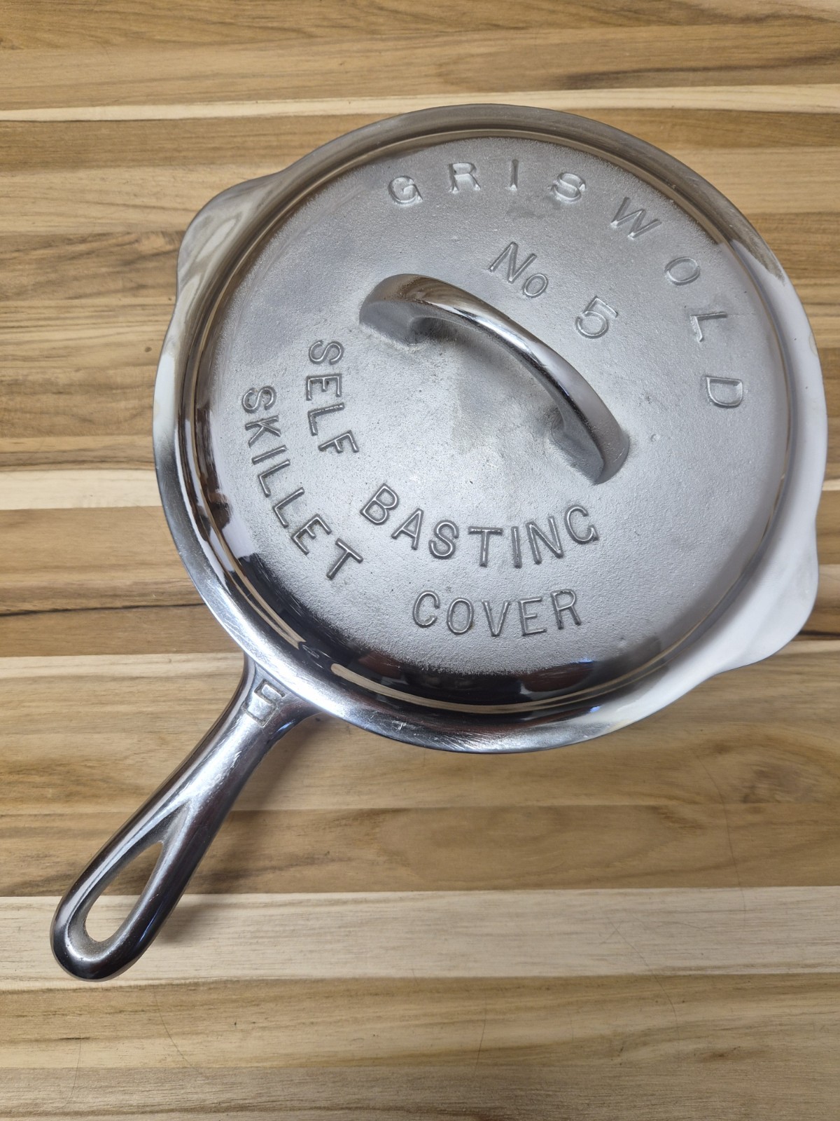 Vintage Griswold No 5 Plated Self-Basting Lid 465 LBL w/ Bonus Skillet 724
