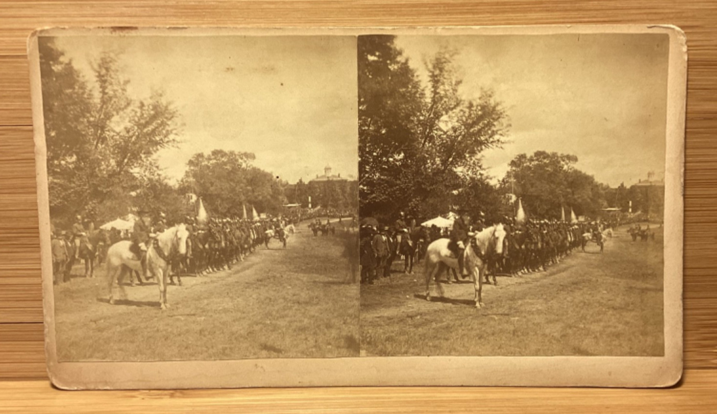 C. 1870s RARE Unidentified US Calvary Review Stereoview Military Civil War ?