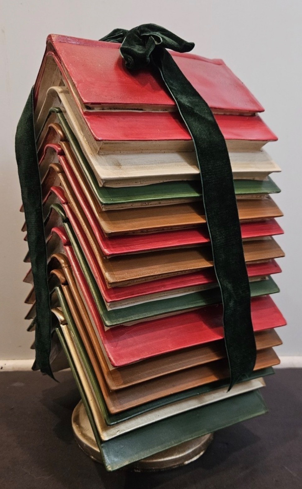 Cracker Barrel STACKED BOOK CHRISTMAS TREE WITH RIBBON -Viral Holiday Decor