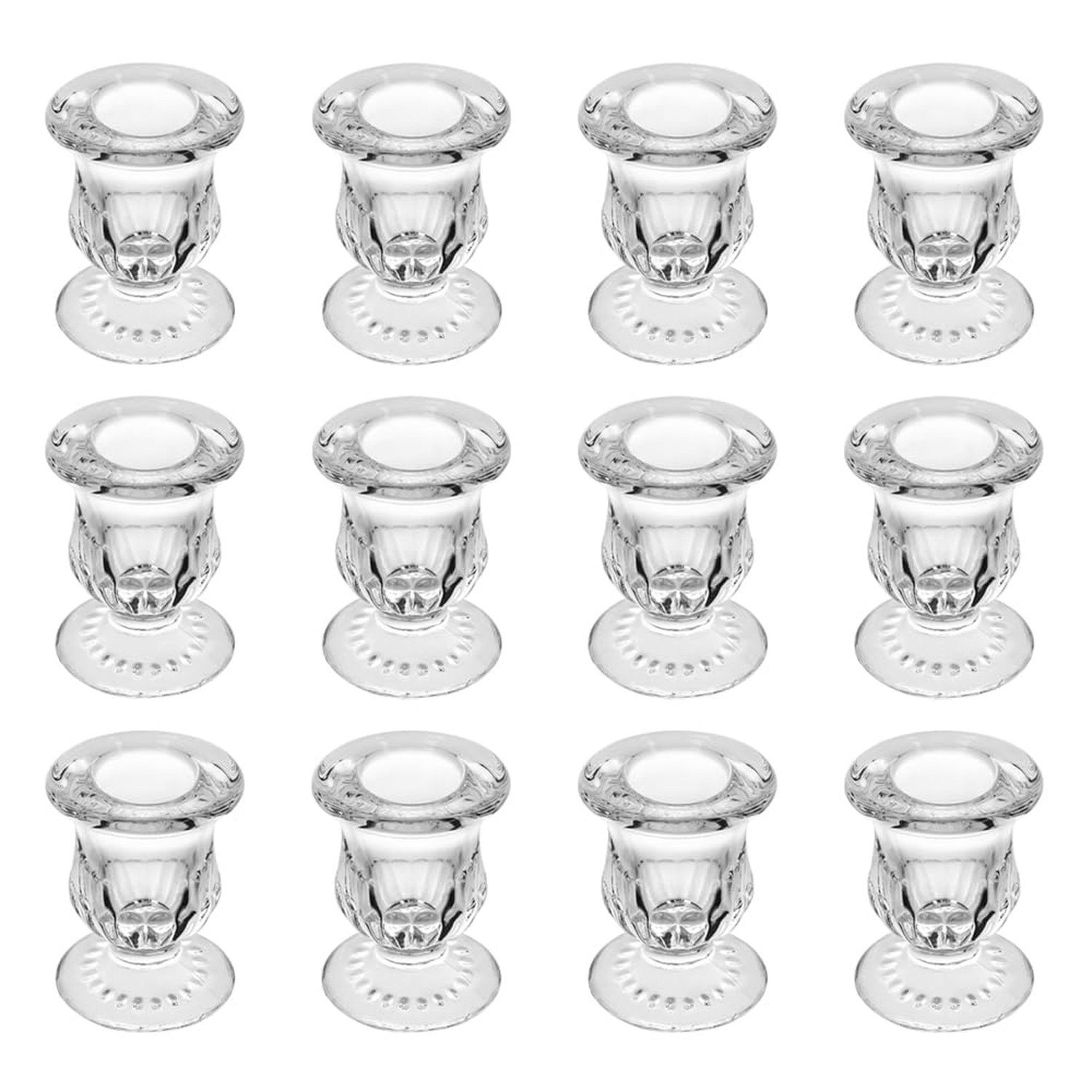Glass Taper Candle Holder Set of 12 - Clear Crystal Candlestick Holders for T... Glass Taper Candle Holder Set of 12 - Clear Crystal Candlestick Holders for T...