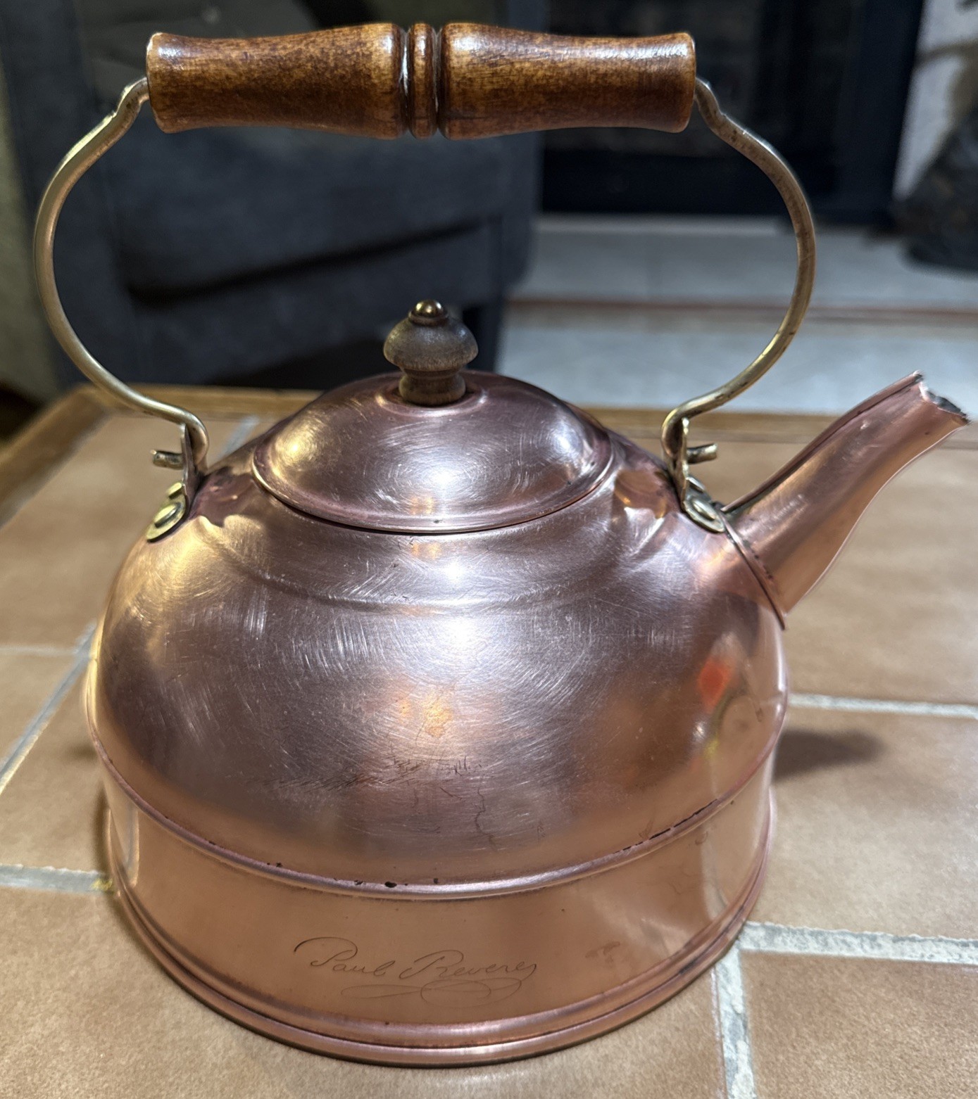RARE Revere Ware Colonial 2-Quart Solid  Copper Tea Kettle Open Box 2252-2