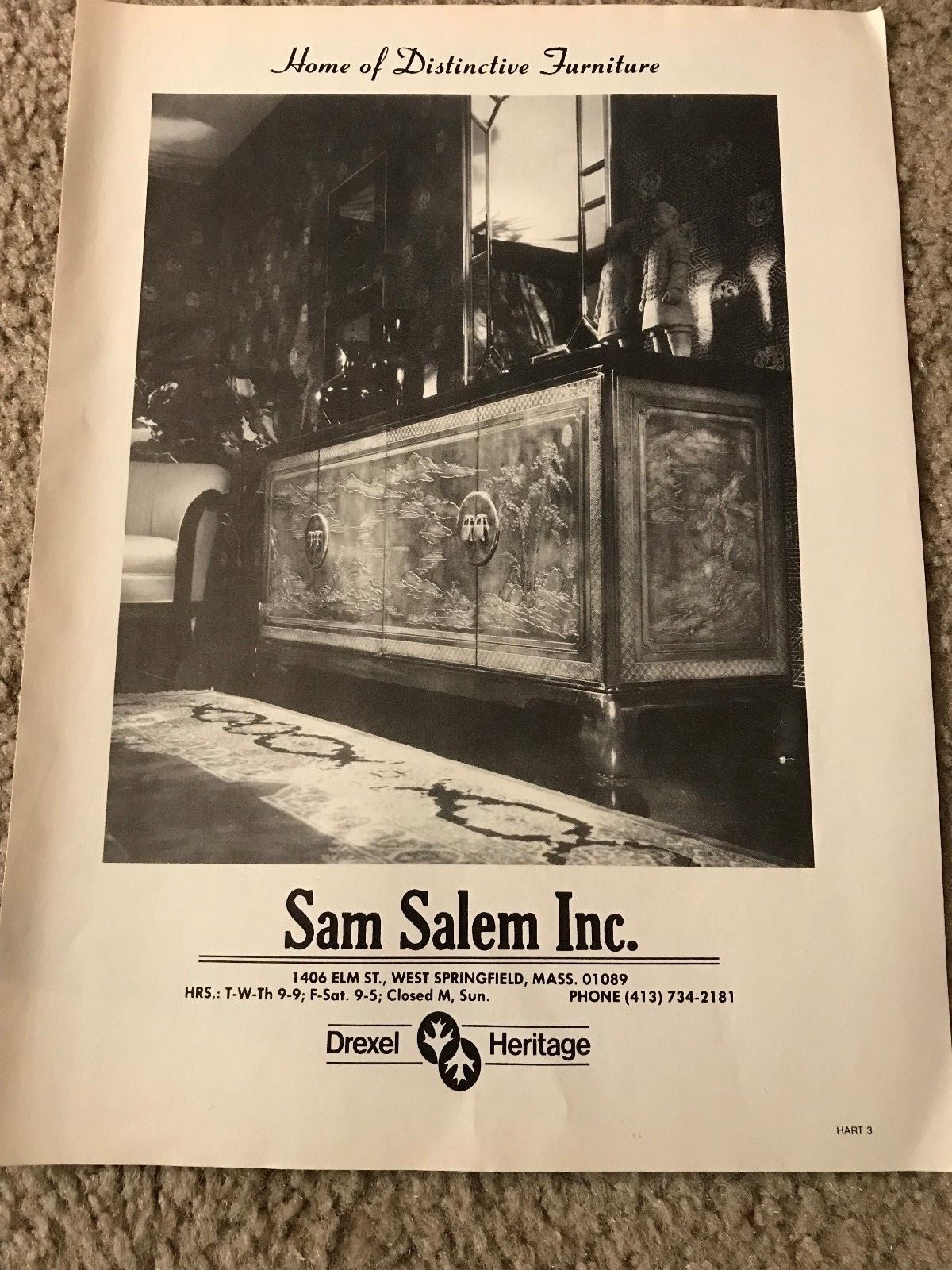 Vintage 1989 DREXEL HERITAGE FURNITURE Print Ad BUFFET SAM SALEM INC 1980s RARE Vintage 1989 DREXEL HERITAGE FURNITURE Print Ad BUFFET SAM SALEM INC 1980s RARE