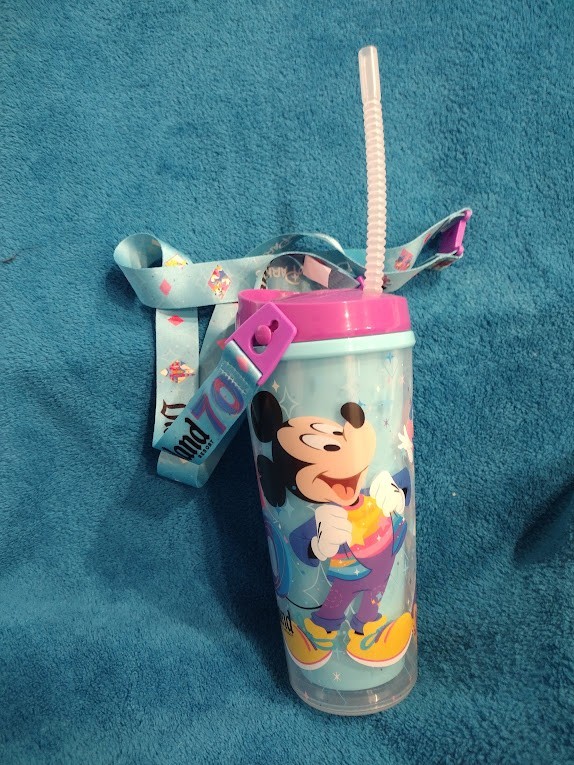 Disneyland 70th Anniversary Travel Tumbler With Straw & 70th Anniversary Lanyard