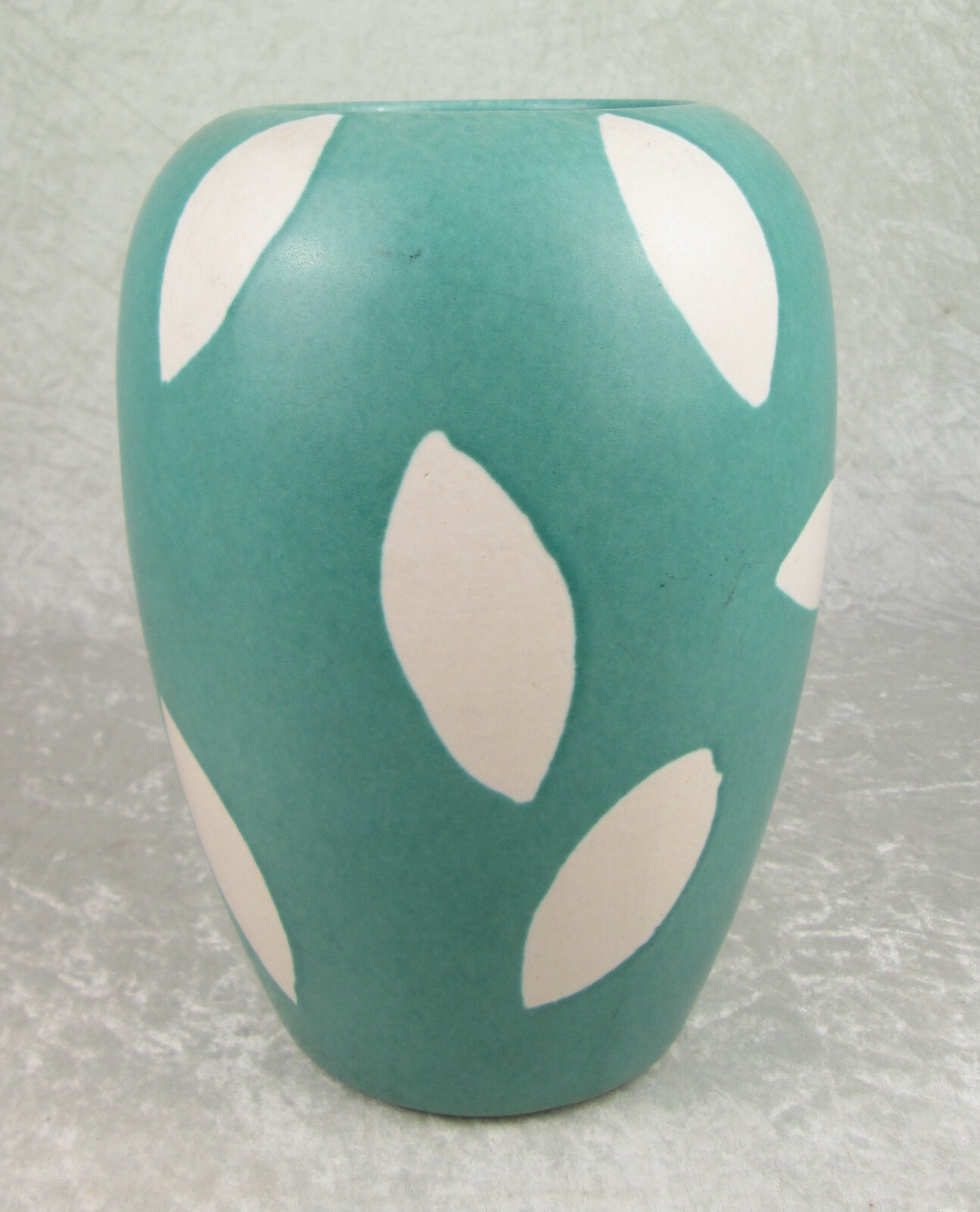 Scheurich Pottery Vase Teal Turquoise White Leaves 509-28 West Germany 11 inch