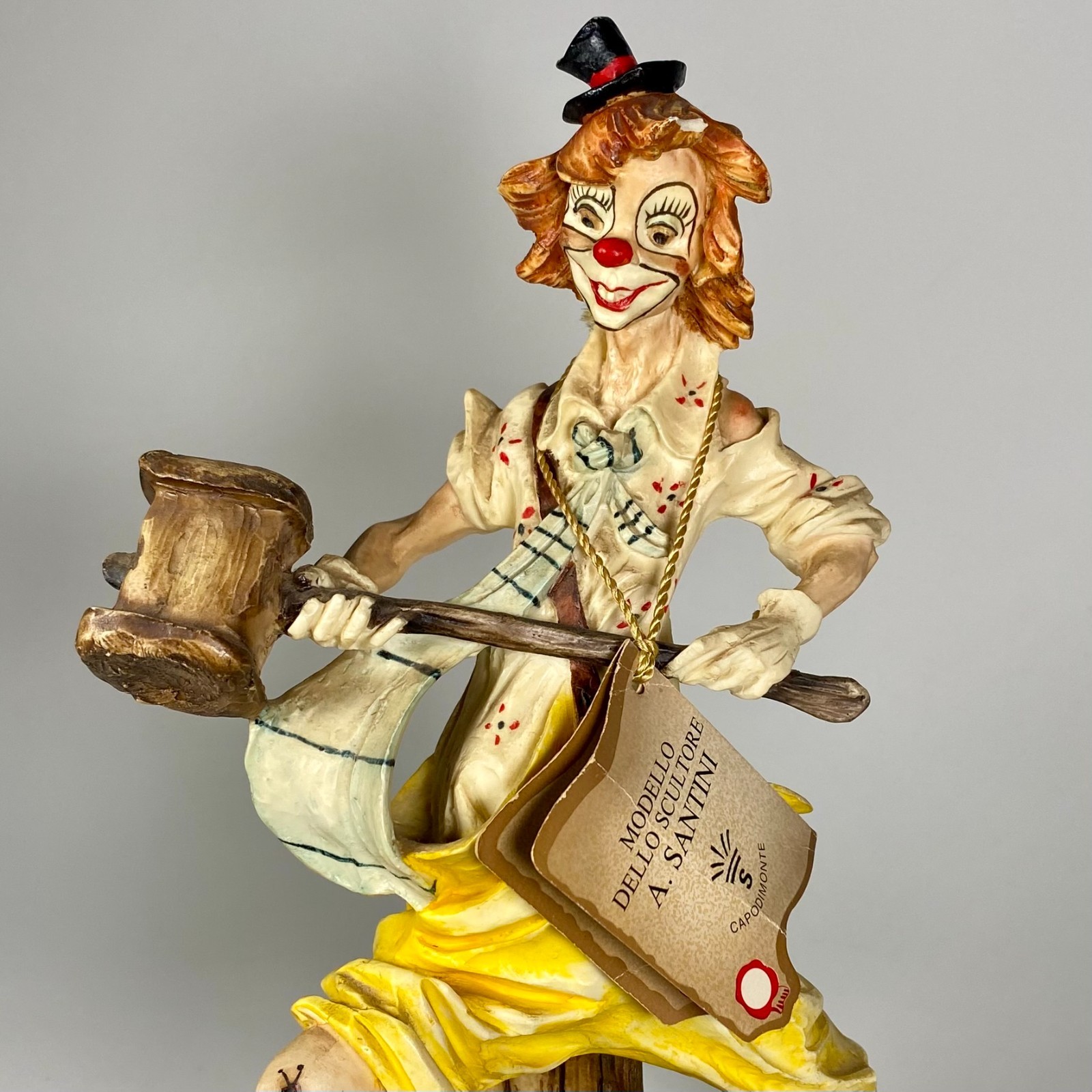A Santini Capodimonte Clown Hammer Figurine Italy 13