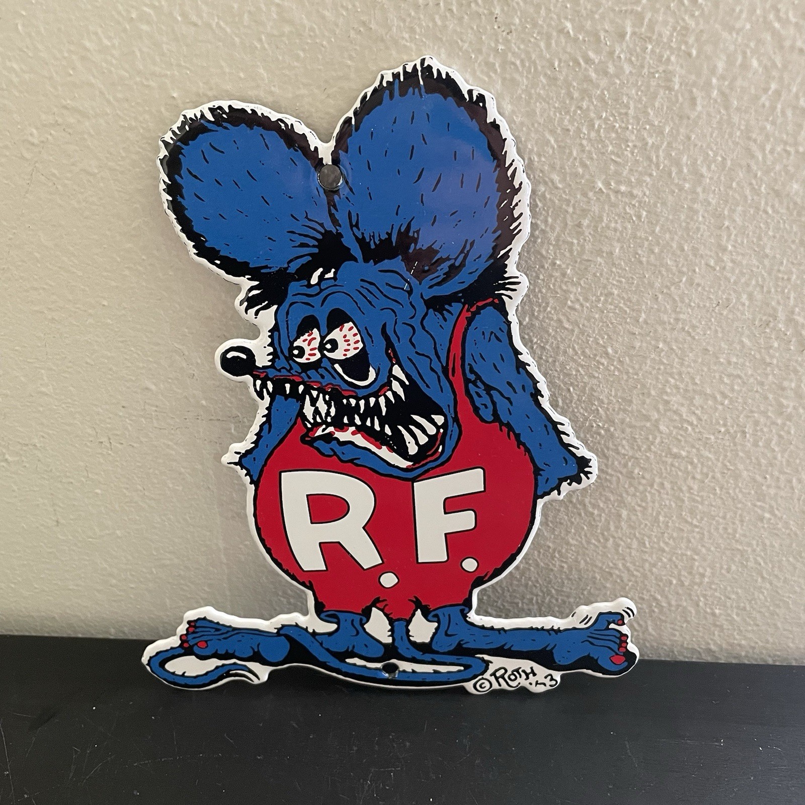 VINTAGE RAT FINK CAR RACING BLUE GASOLINE MOTOR OIL PORCELAIN SIGN VINTAGE RAT FINK CAR RACING BLUE GASOLINE MOTOR OIL PORCELAIN SIGN