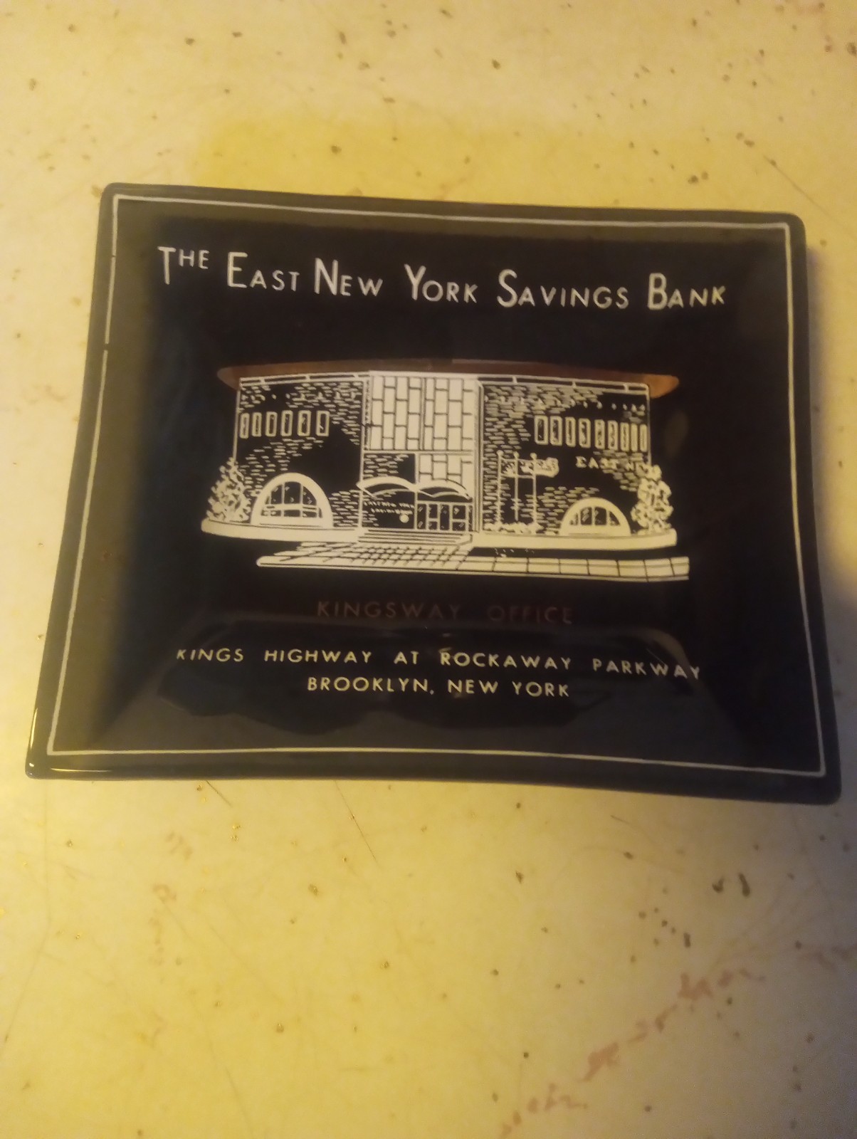 The East New York Savings Bank Kingsway Office Glass Ashtray Trinket Holder