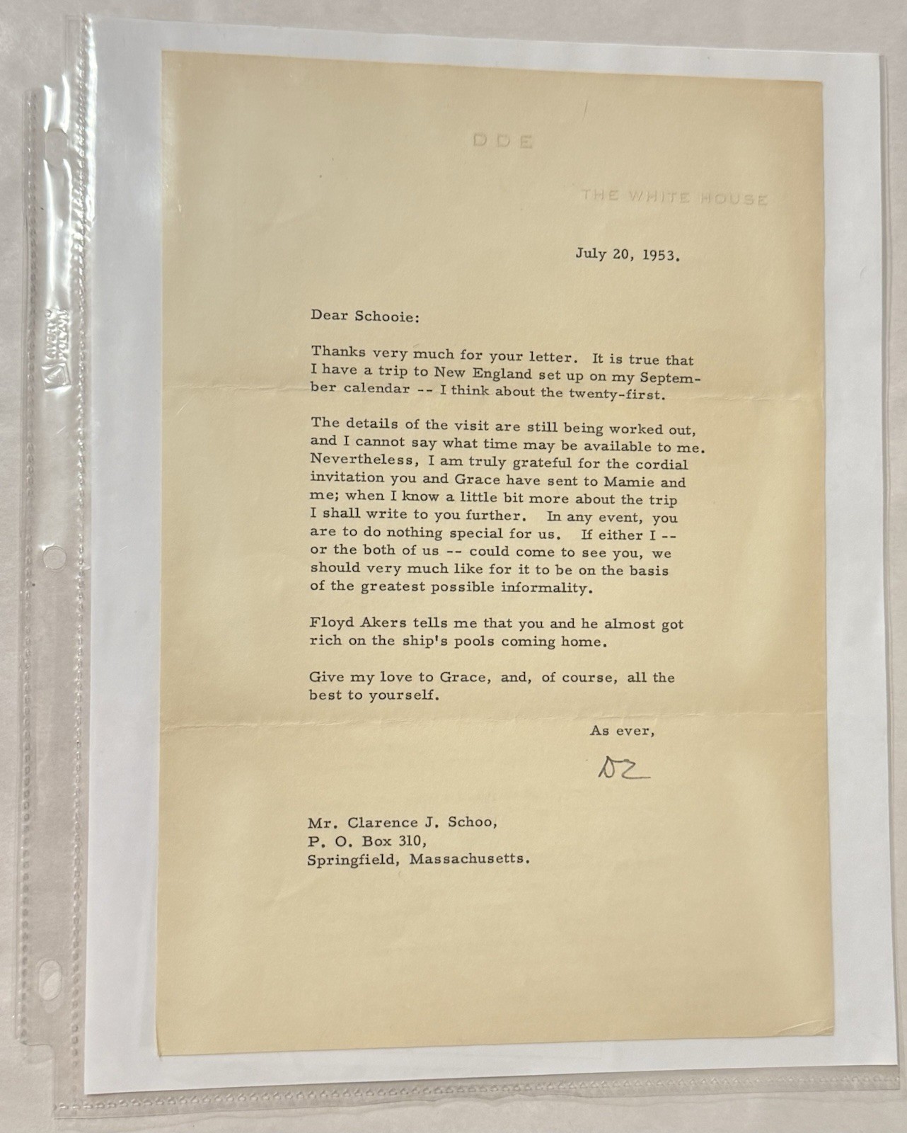 Dwight D Eisenhower Signed Letter 1953 White House Autograph President COA 