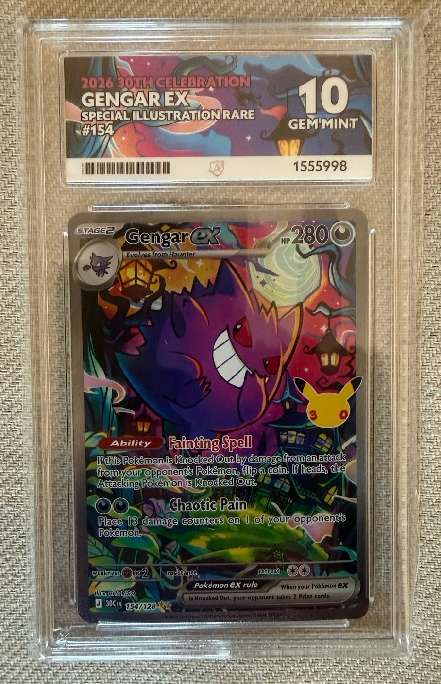 Pokemon Gengar EX 154/128 Ace 10 30th Celebration Anniversary PERFECT SUBS
