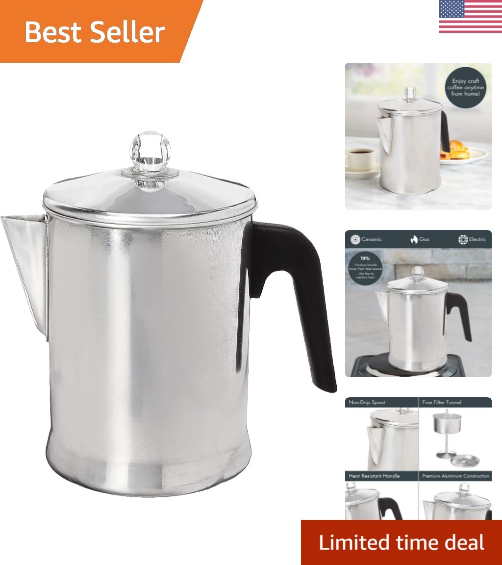 Classic Manual Coffee Percolator - 9 Cups of Flavor on Stovetop & Campfire Classic Manual Coffee Percolator - 9 Cups of Flavor on Stovetop & Campfire