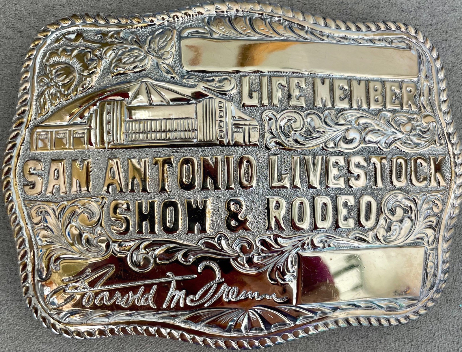 Rare VTG Crumrine El Arturo San Antonio Rodeo Lifetime Member Western Buckle