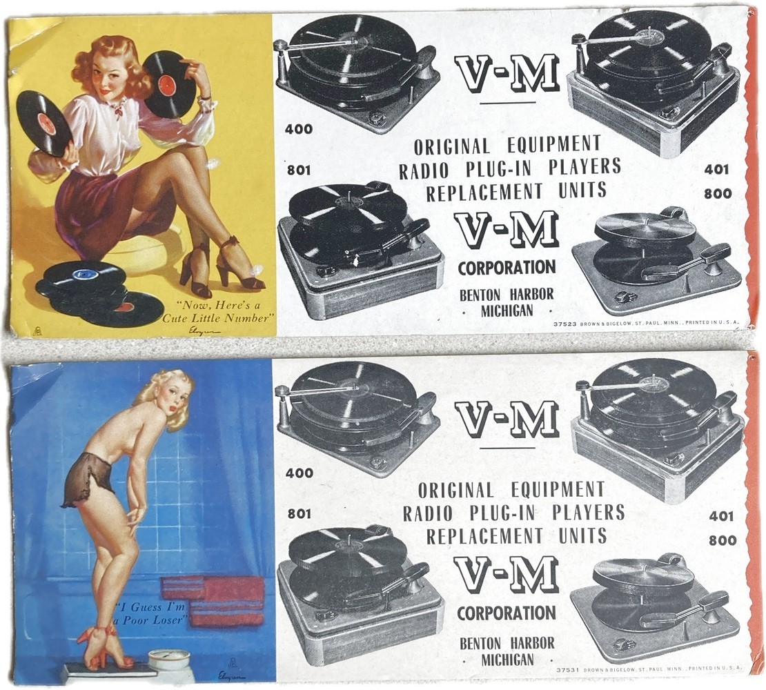 2 DIFFERENT c.1946 PINUP PHONOGRAPH ADS - EACH 4