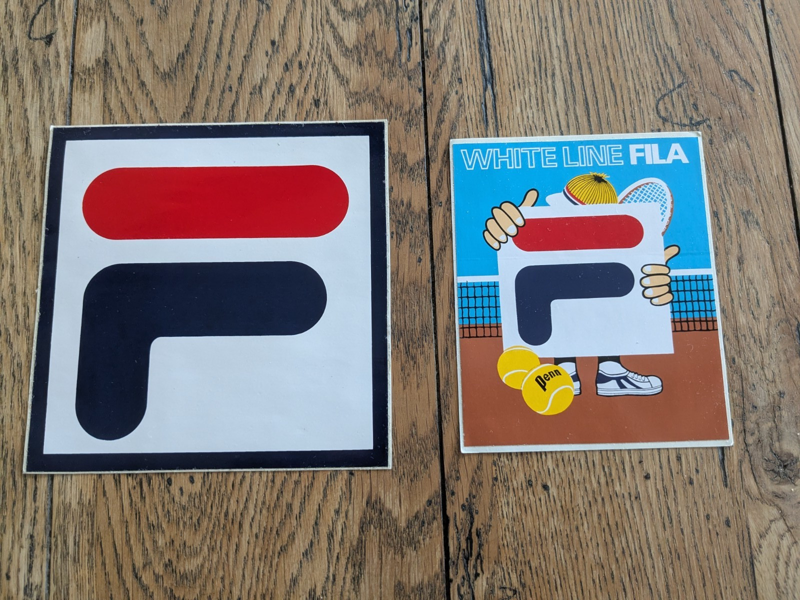 Vintage 1970s Fila  tennis Stickers Large size rare White line