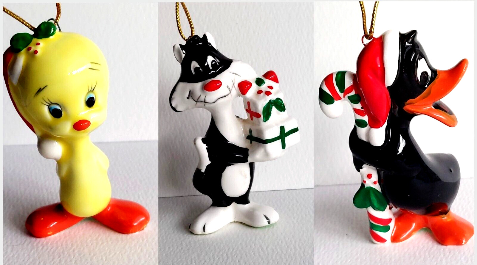 Vintage 1979 Looney Tunes Tweety Sylvester Daffy Duck christmas ornaments japan Vintage 1979 Looney Tunes Tweety Sylvester Daffy Duck christmas ornaments japan
