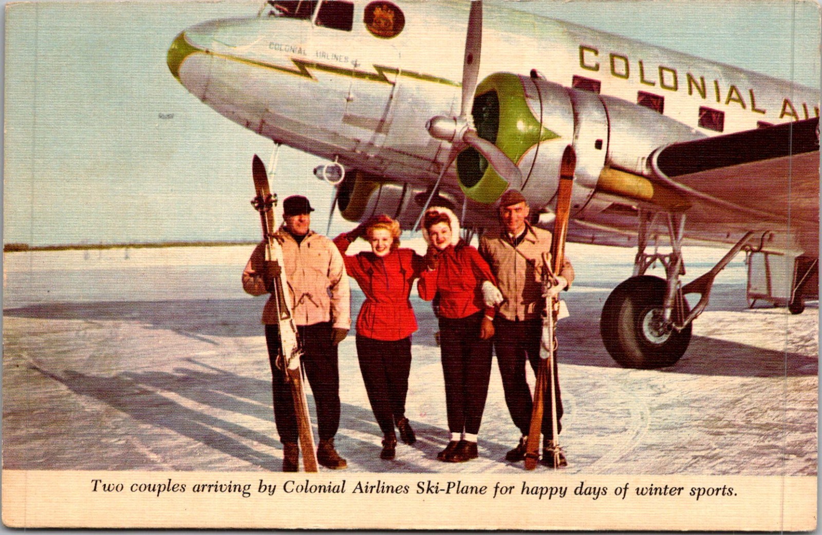 Colonial Airlines' Famous Skycruisers Highest American Vintage Postcard TP15-30