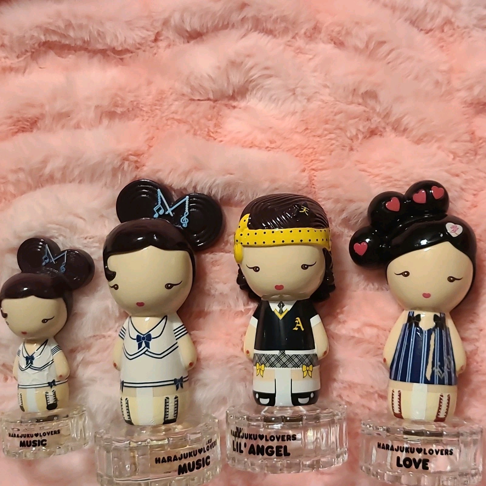 Lot of 4 Gwen Stefani\'s Harajuku Lovers Lil\' Angel & Music Doll Perfume Bottles Lot of 4 Gwen Stefani\'s Harajuku Lovers Lil\' Angel & Music Doll Perfume Bottles