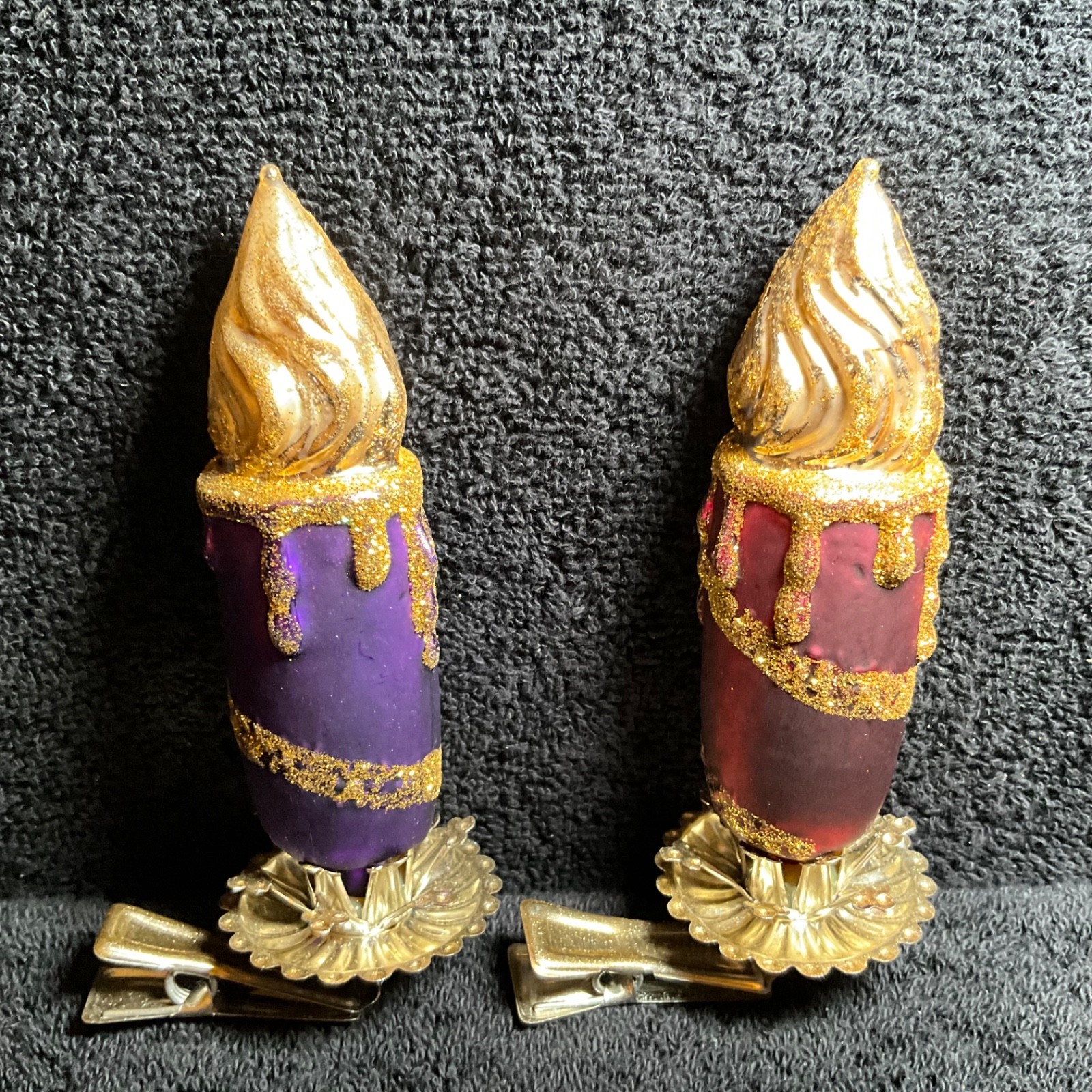Set of 2-Vintage Germany Lauscha glass Christmas Ornament Clip on Candles Set of 2-Vintage Germany Lauscha glass Christmas Ornament Clip on Candles