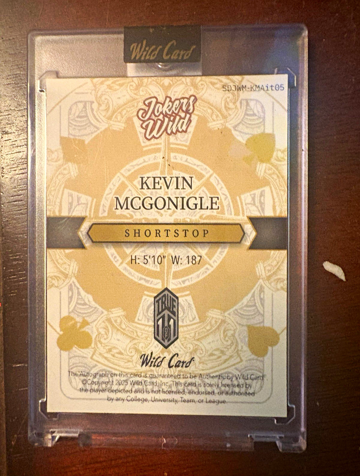 Wild Card Joker's Wild Kevin McGonigle Autograph Card True 1/1 SDJWM-KMA105 2025