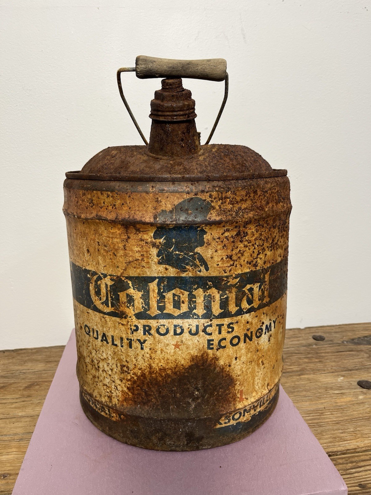 Vintage Colonial 5 Gallon Oil Can