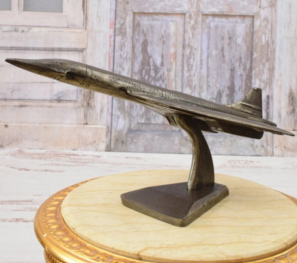 Concorde Airplane Model Pilot Cast Iron Aviation Supersonic Silver Retro Gift