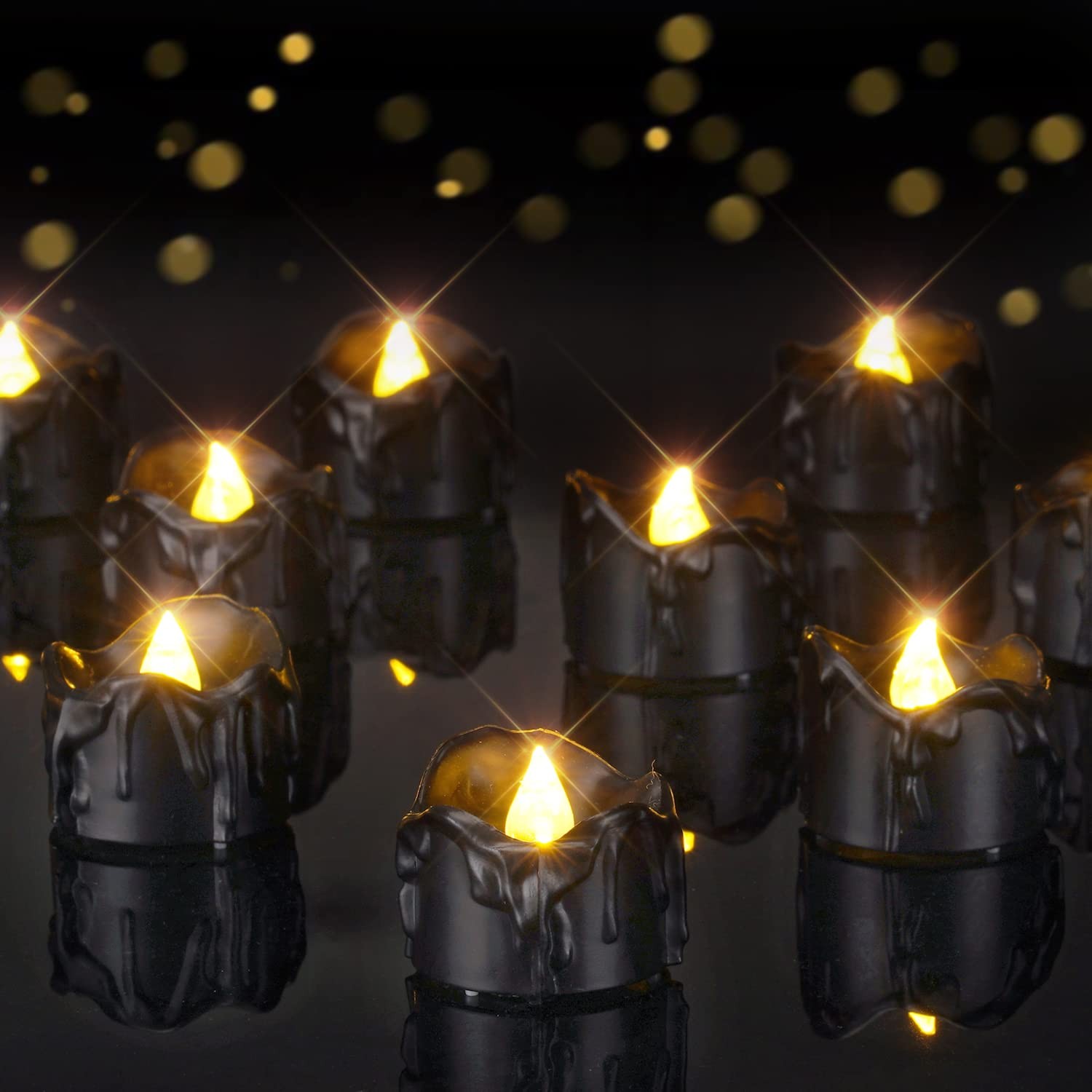 Homemory 24Pcs Halloween Black Dripping Flameless LED 24 Pack, Homemory 24Pcs Halloween Black Dripping Flameless LED 24 Pack,