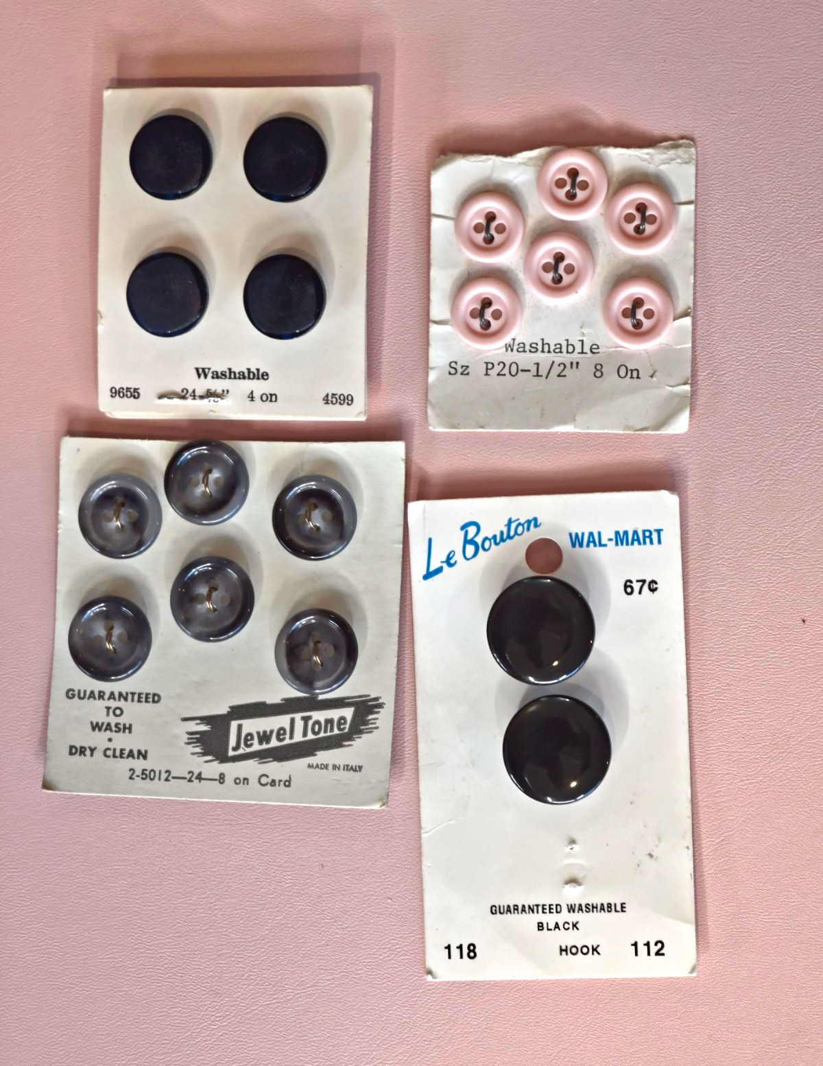 Vintage Lansing Buttons Mixed Lot 2 Cards Pink Navy Blue Washable 10 Total Vintage Lansing Buttons Mixed Lot 2 Cards Pink Navy Blue Washable 10 Total