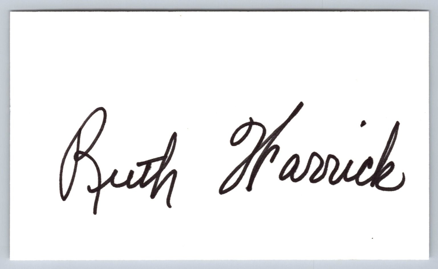 Ruth Warrick Autograph Signed White Card Actress Citizen Kane All My Children