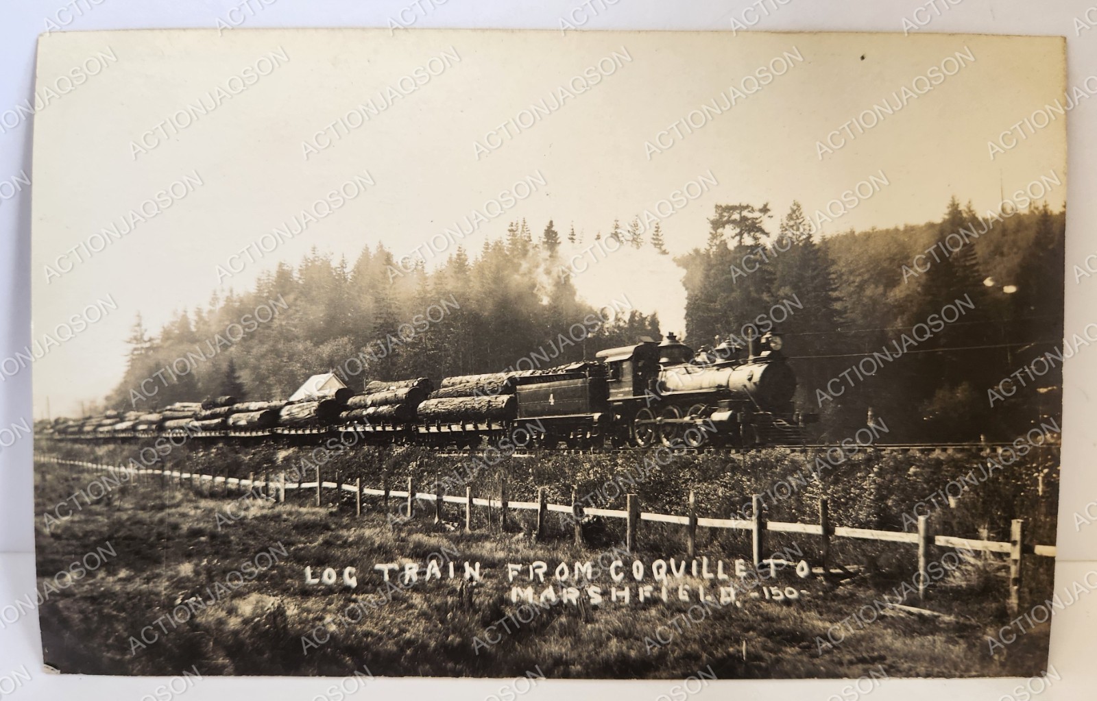 RPPC Log Train From Coquille To Marshfield OR CBR&ERR&NC Coos Bay Roseburg RR RPPC Log Train From Coquille To Marshfield OR CBR&ERR&NC Coos Bay Roseburg RR