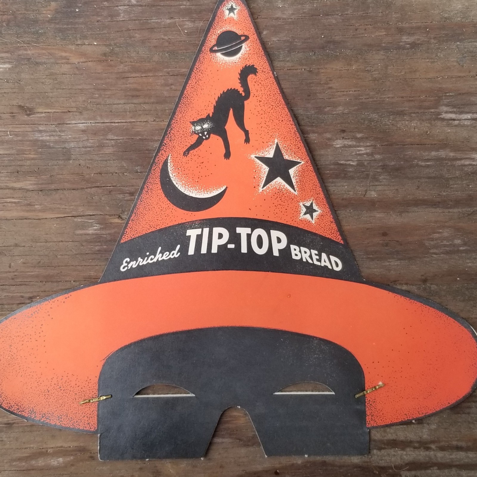Vtg Tip Top Bread Advertising Halloween Witch Hat Mask 1940s Thin Cardboard VGC Vtg Tip Top Bread Advertising Halloween Witch Hat Mask 1940s Thin Cardboard VGC