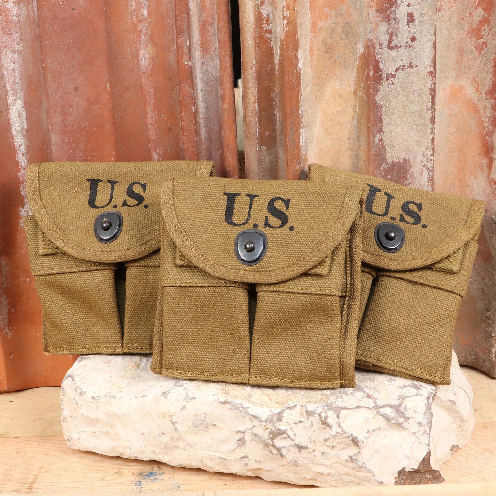 3 Pack WW2 US M1 Carbine Mag Pouch Webbing 3 Pack WW2 US M1 Carbine Mag Pouch Webbing