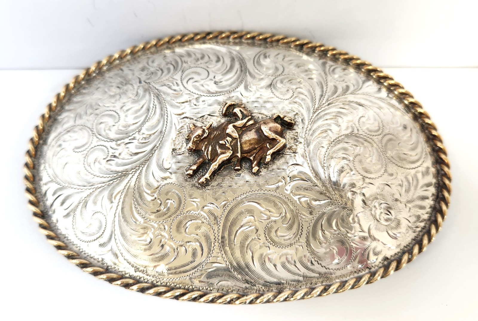 Sterling DIABLO RODEO BULL RIDER Belt Buckle 5.25 Sterling DIABLO RODEO BULL RIDER Belt Buckle 5.25