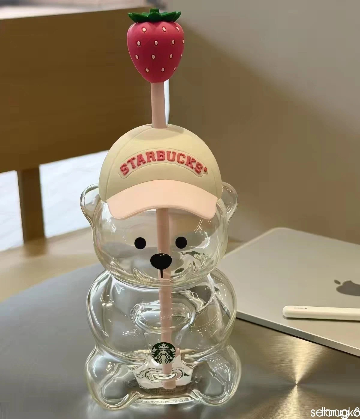 AUTHENTIC New 2026 Starbucks Bearista Bear Cup Strawberry Topper Baseball cap
