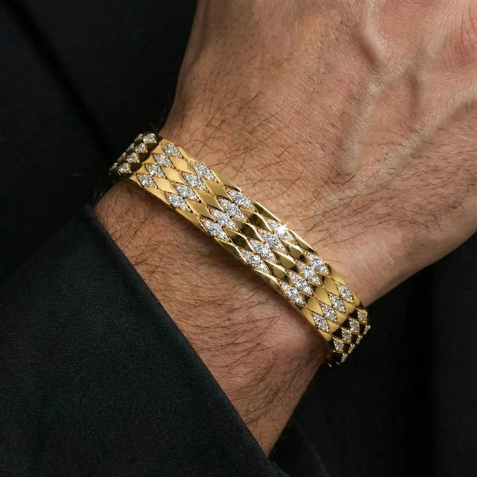 Antique Prong Set Diamond Bracelet In 14k Yellow Gold Plated 7.5