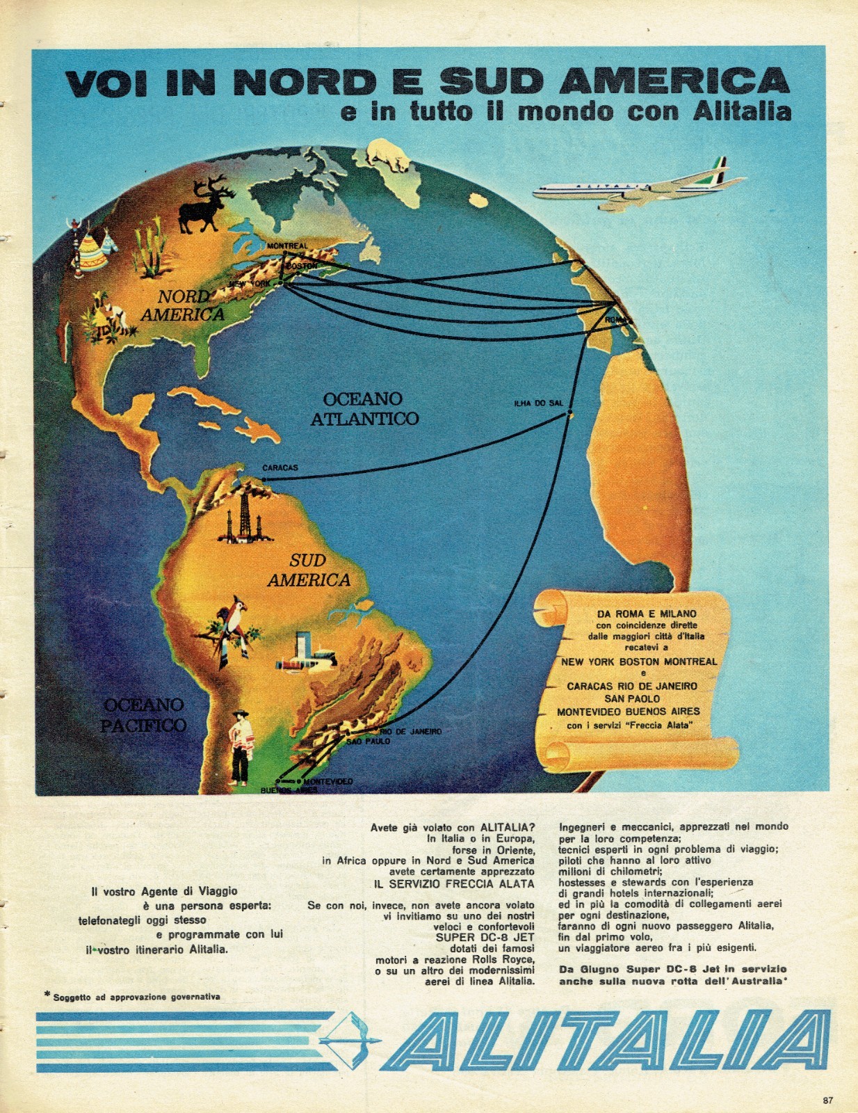 Alitalia North South America & All the World Advertising Original Design 1960s