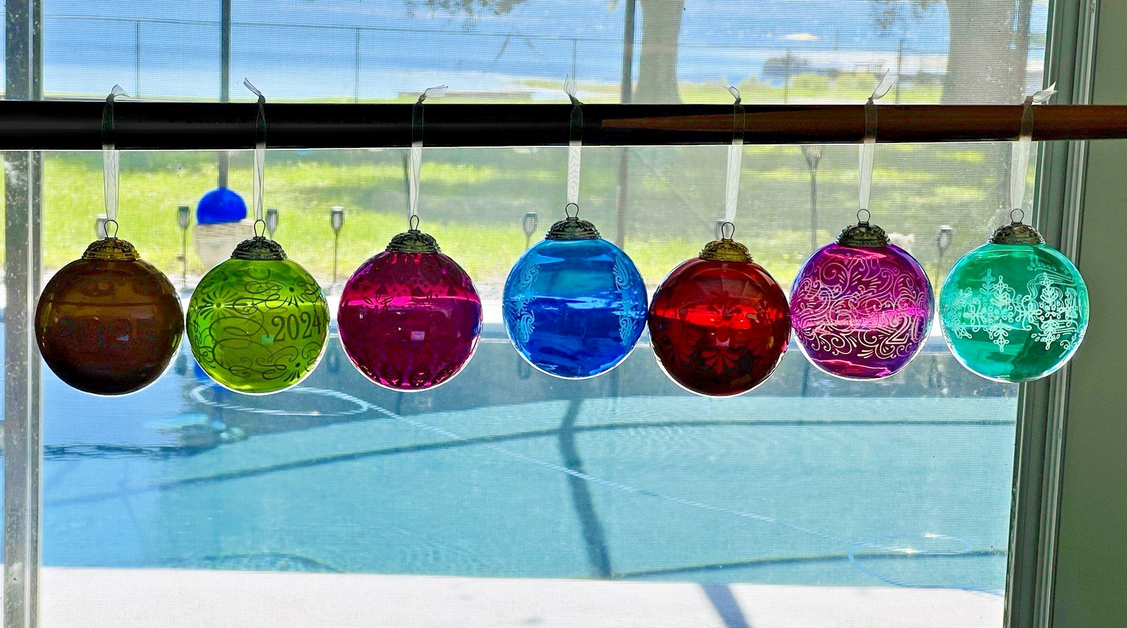 x7 Hallmark Christmas Commemorative Glass Ball Ornaments 3.25\