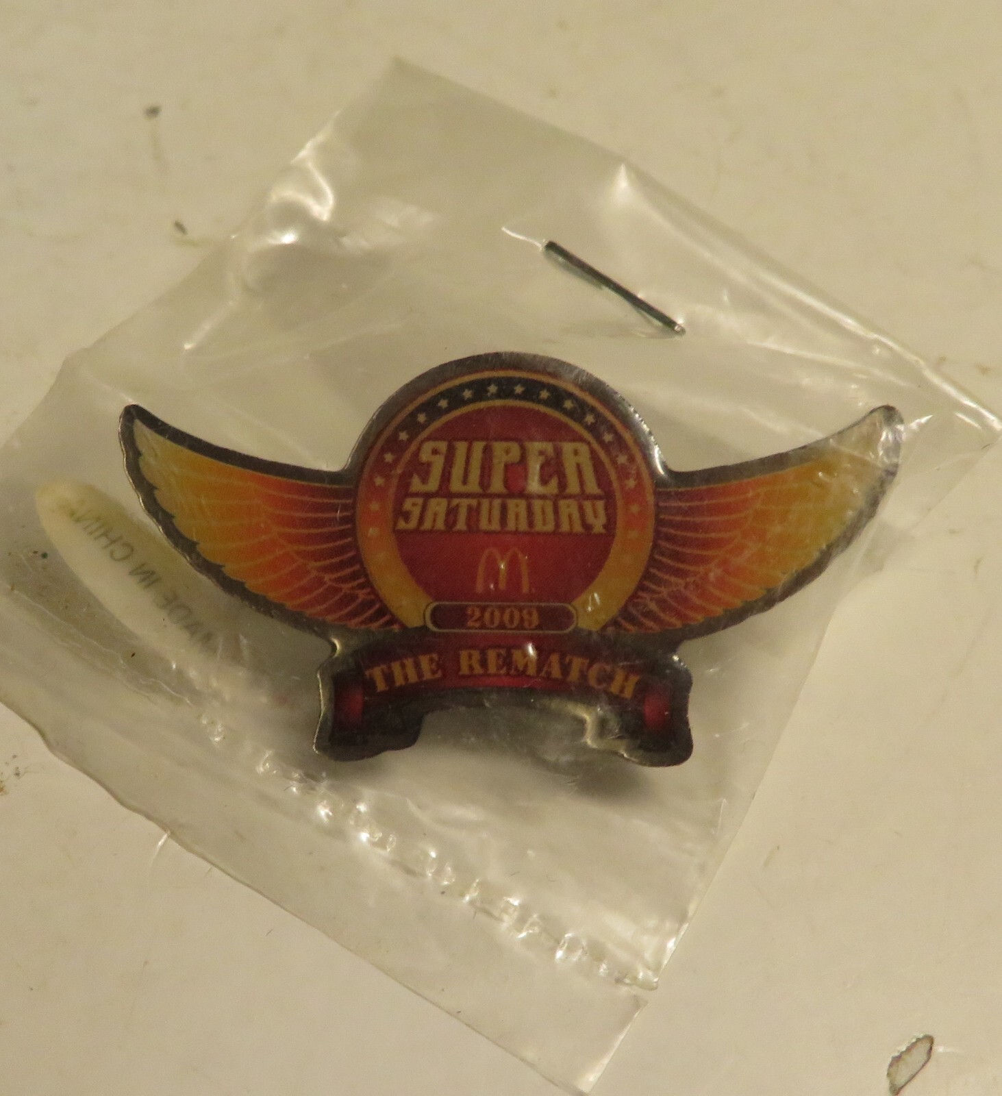 McDonald\'s 2009 Super Saturday The Re Match Lapel Pin New Old Stock Pin Packaged McDonald\'s 2009 Super Saturday The Re Match Lapel Pin New Old Stock Pin Packaged