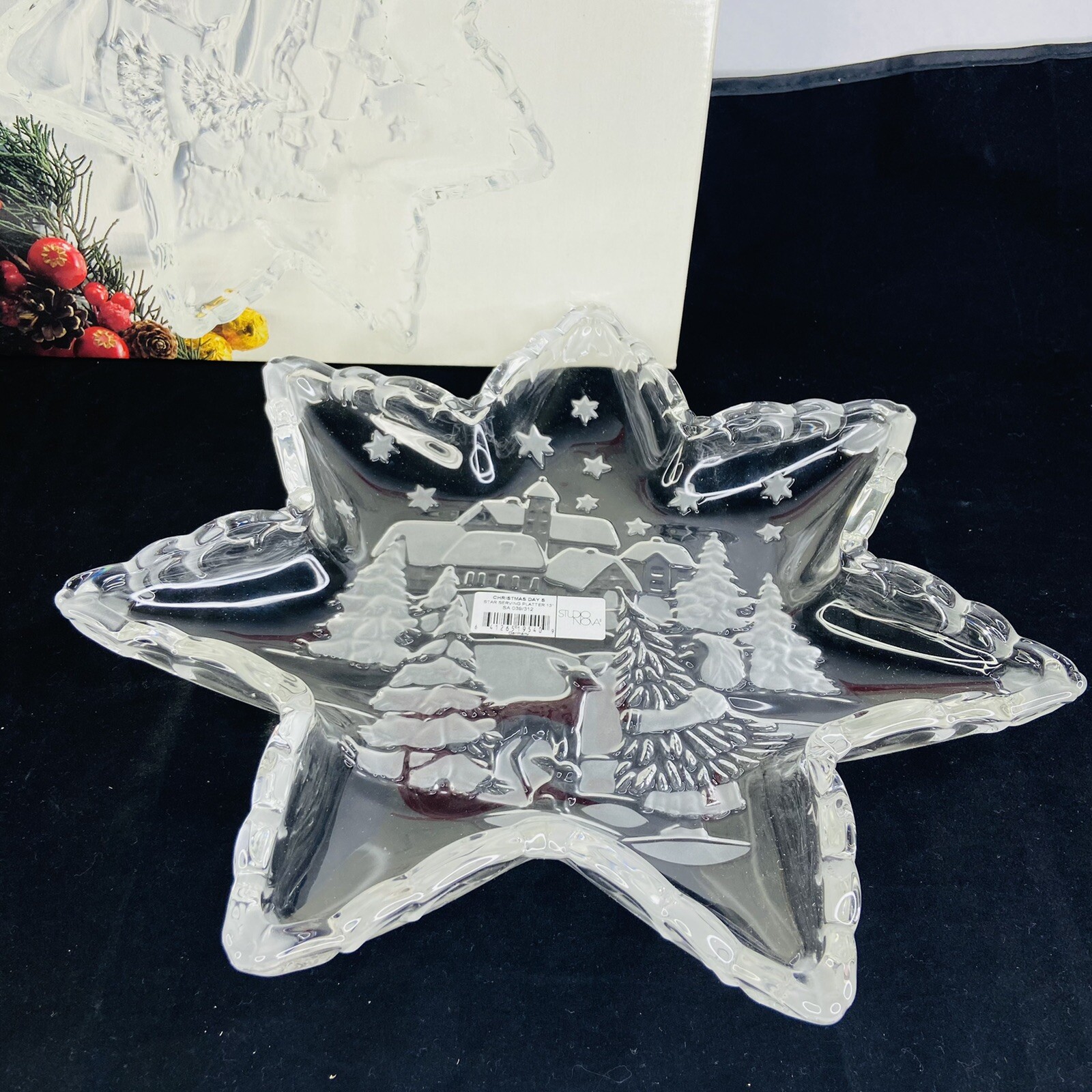 Vintage Studio Nova Crystal Star Holiday Serving Platter Dish Christmas Day 13\