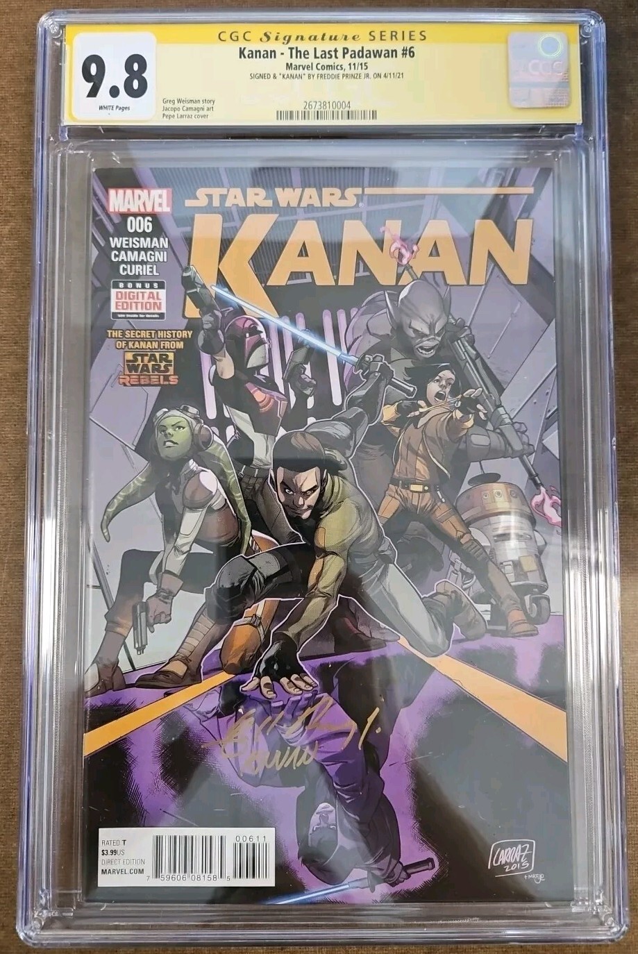 SW KANAN The Last Padawan #6 CGC Signature Freddie Prinze Jr 9.8 1st appearances