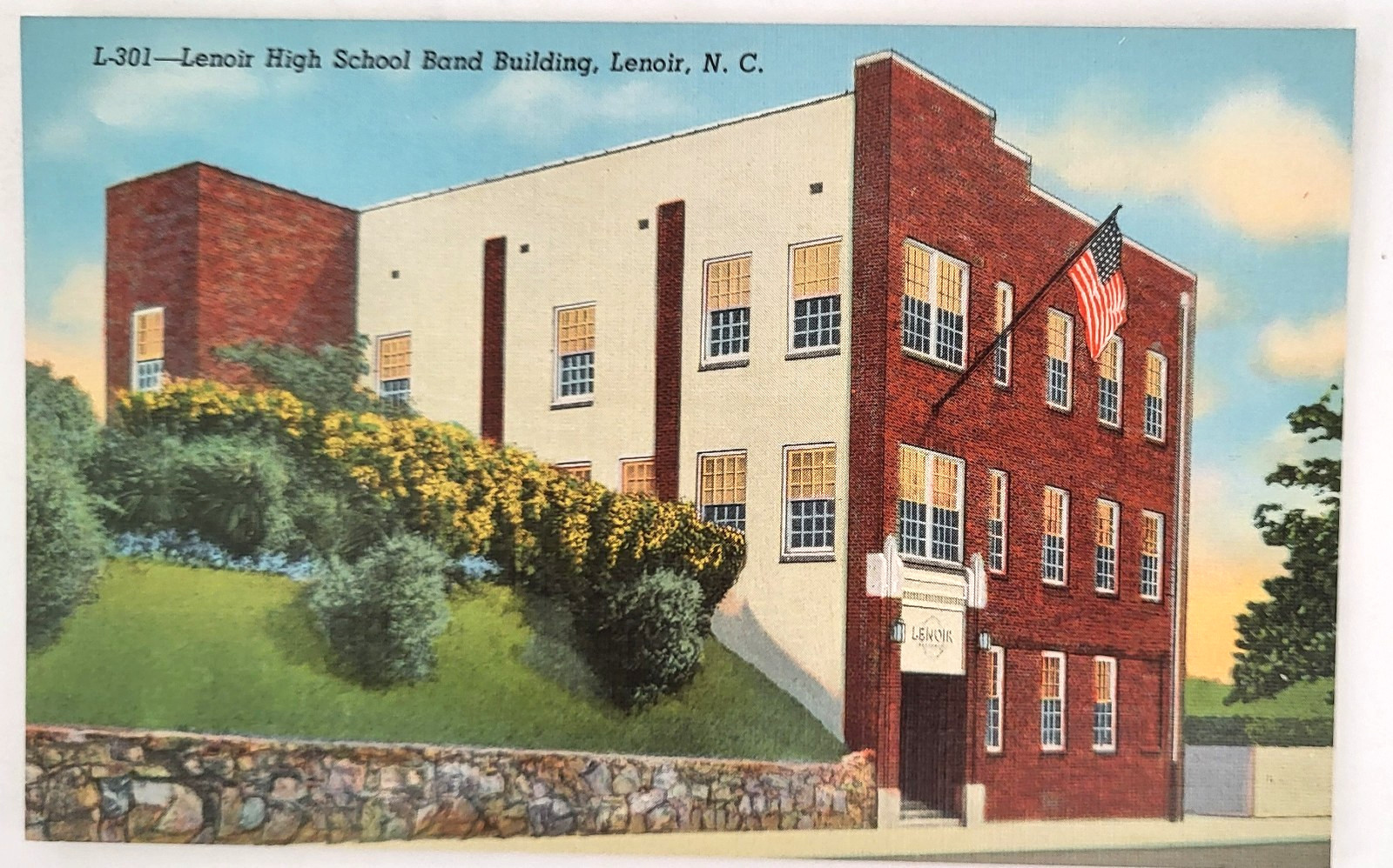 VTG 1941 LENOIR NC PC LENOIR HIGH SCHOOL BAND BUILDING Teich Archives MINT