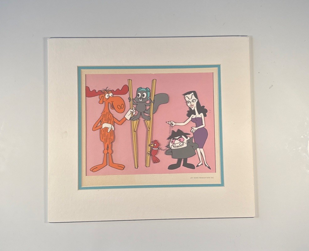 ROCKY & BULLWINKLE Original Hand Painted Framed Production Animation Cel Misc. 3