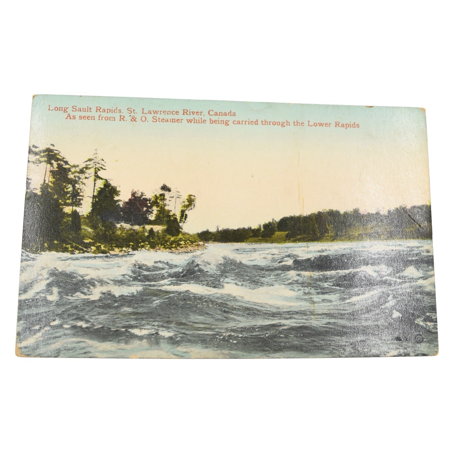 1914 Long Sault Rapids St Lawrence River Canada From R & O Steamer Postcard 1914 Long Sault Rapids St Lawrence River Canada From R & O Steamer Postcard