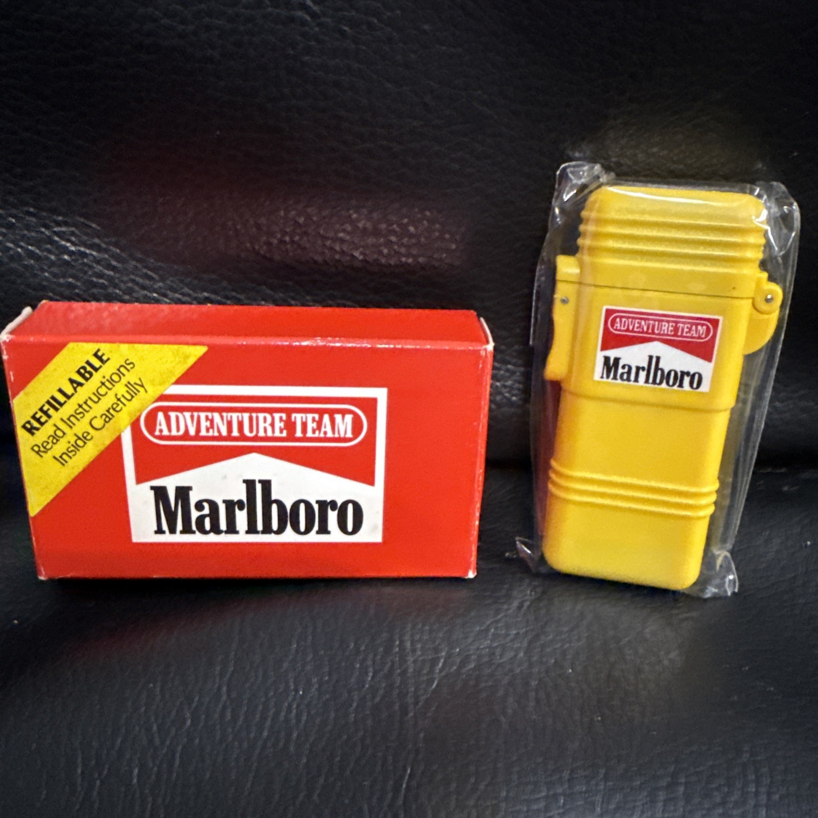 Marlboro Adventure Team Refillable Butane Lighter Yellow, Vintage 1992