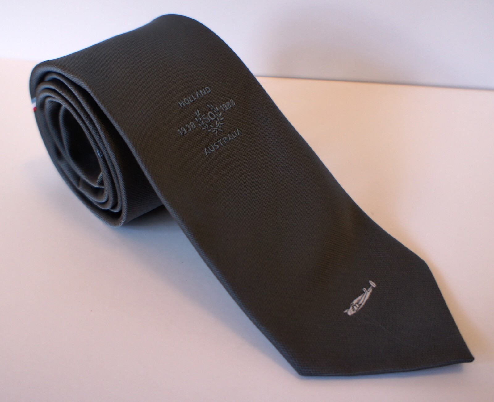 KLM Airlines 50th Anniversary 1938-1988 Holland To Australia Gray Necktie 52\