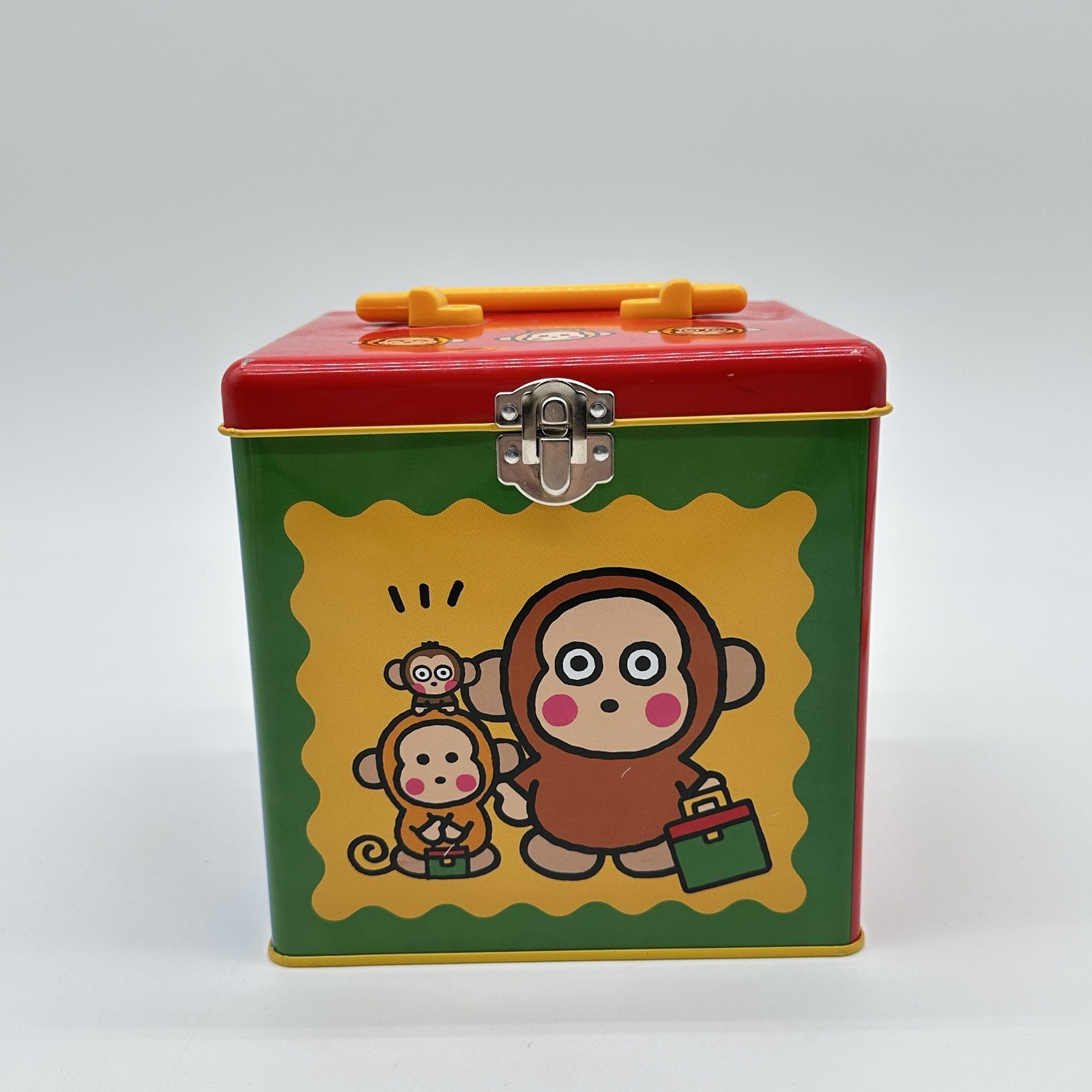 Vintage Sanrio Monkichi Metal Square Tin With Handle 1996 Japan Anime Nostalgia