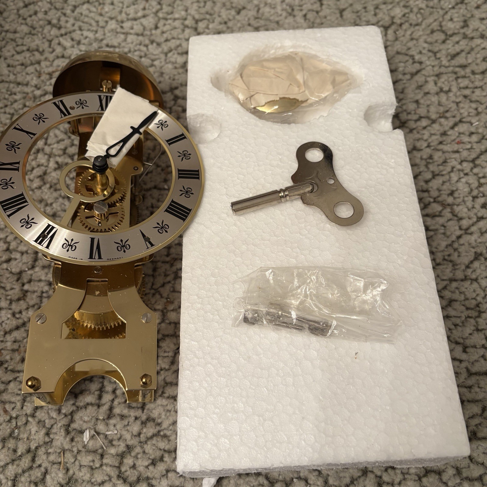 NOS VTG Hermes Mechanical Skeleton Clock 791-681 West Germany