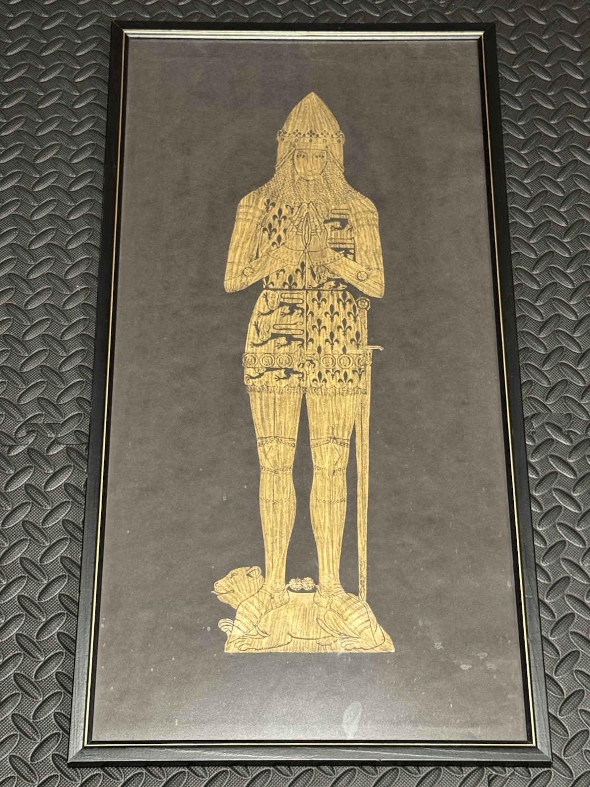 Edward, The Black Prince Brass Rubbing Framed 16 X 30 Vintage Print Edward, The Black Prince Brass Rubbing Framed 16 X 30 Vintage Print