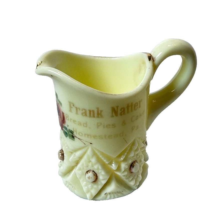 HOMESTEAD PA PENNSYLVANNIA Uranium Antique Custard Glass Souvenir CREAMER HOMESTEAD PA PENNSYLVANNIA Uranium Antique Custard Glass Souvenir CREAMER